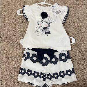 Chic White and Navy Baby Ensemble